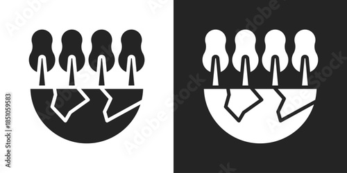 Global Forest Icon In Black And White Glyph Style