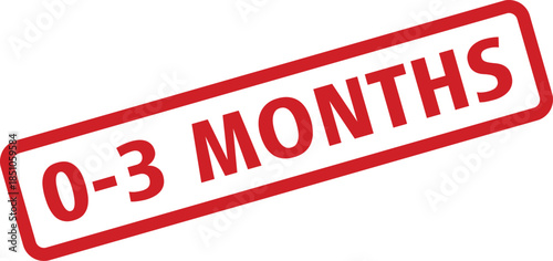 Red Framed 03 Months Stamp on a White Background, Denoting Infant Age Range