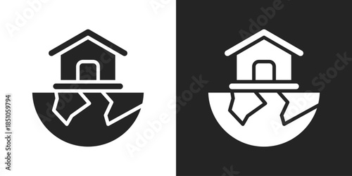 Green Shelter Icon In Black And White Glyph Style