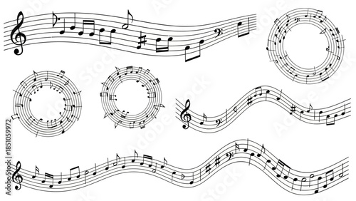 Creative Musical Notes and Circular Piano Keys for Music Education and Art Projects