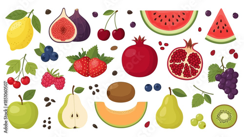 Colorful Array of Fresh Fruits for Healthy Eating and Nutrition