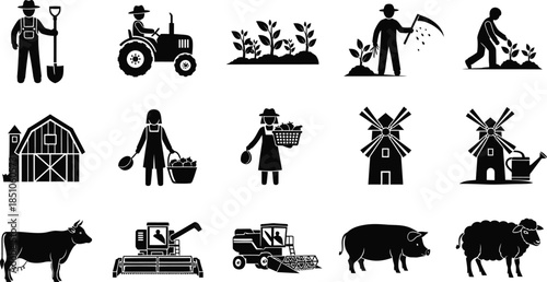 farm animals collection vector