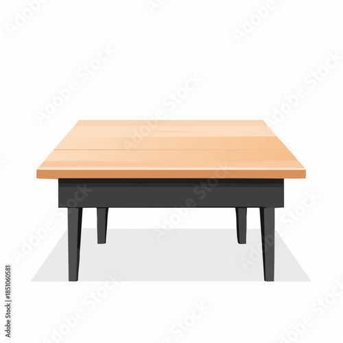 Clean and modern wooden table with dark framework, offering a functional surface for dining, work, or display in diverse interior designs