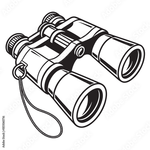 vintage binoculars on white background