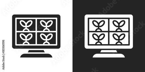 AgriTech Monitor Icon In Black And White Glyph Style