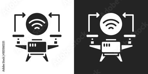 Drone Icon In Black And White Glyph Style