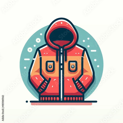 Red and Orange Hooded Sweatshirt Illustration.