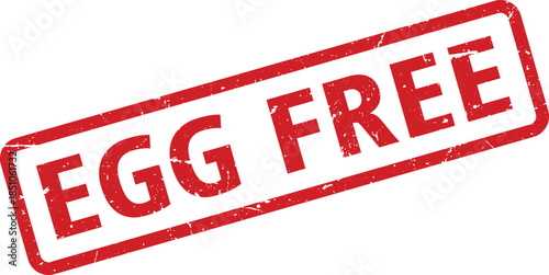 Red Egg Free Rubber Stamp Isolated on White Background Indicating Absence of Eggs in Product