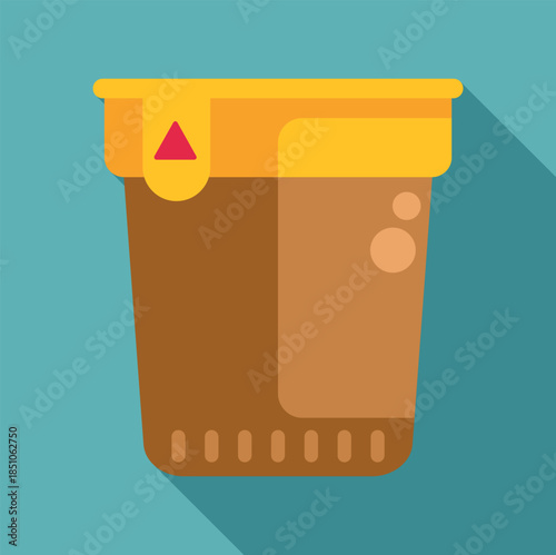 Specimen cup with a lid, containing a urine sample for medical testing