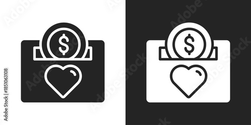 Donation Icon In Black And White Glyph Style