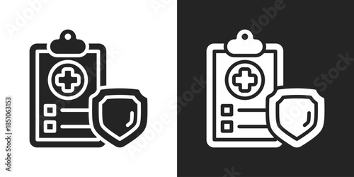 Health plan Icon In Black And White Glyph Style