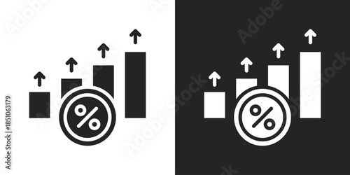 Interest rate Icon In Black And White Glyph Style