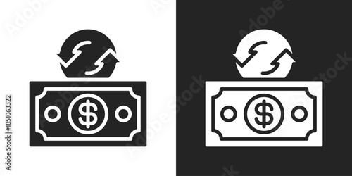 Rollover Icon In Black And White Glyph Style