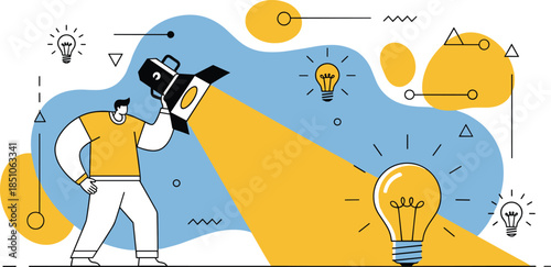 Vector Illustration of Creativity, Ideas, Business in Office, Abstract, Flat, Concept