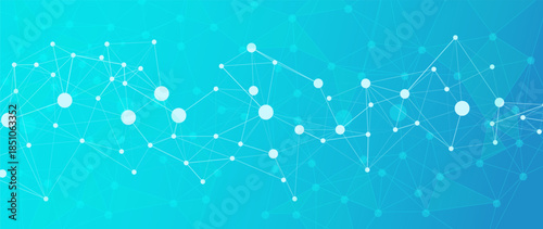 Abstract Network Connections  Blue Technology Background Banner