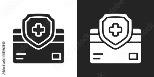 Debit card Icon In Black And White Glyph Style
