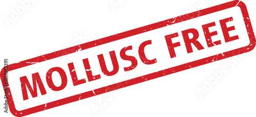 Angled Mollusc Free Red Grunge Stamp on White Background Shows Compliance Standard