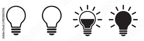 Light bulb icon set creative idea concept innovation solution progress symbol