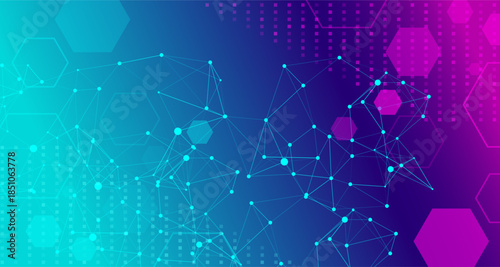 Digital Blockchain and AI Concept  Connected Dots on Gradient