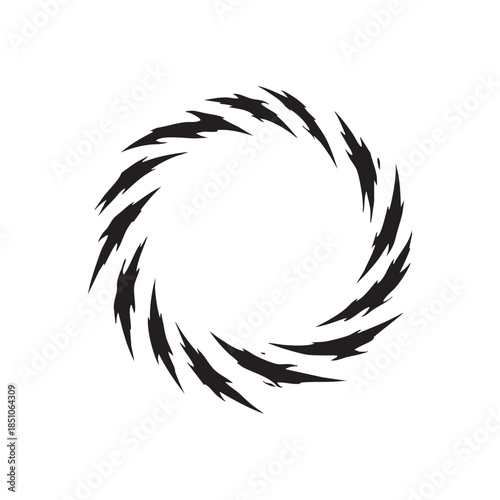 Black and white spiral cracks abstract scratch circle grunge vector illustration