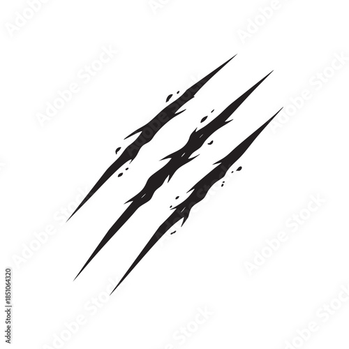Black and white claw scratches vector sharp grunge slashes crack scratch texture isolated on white background