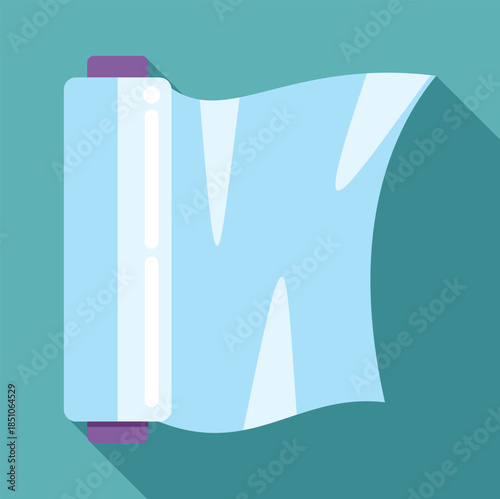 Roll of plastic cling film for food storage in flat design illustration