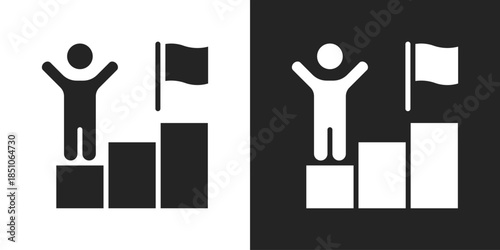 Goal Achievement Icon In Black And White Glyph Style