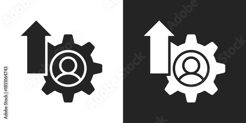 Personal Growth Icon In Black And White Glyph Style