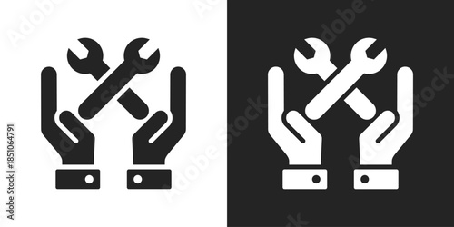 Practical Skills Icon In Black And White Glyph Style