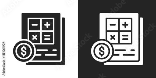 Financial Literacy Icon In Black And White Glyph Style
