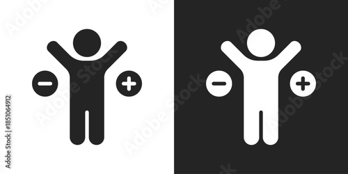 Optimism Icon In Black And White Glyph Style