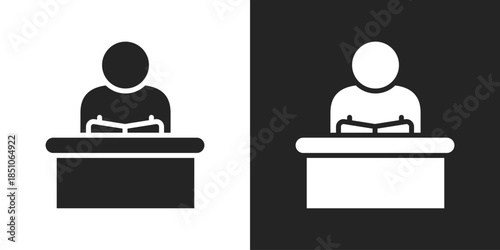 Public Speaking Icon In Black And White Glyph Style
