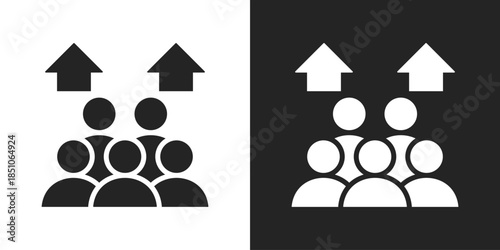 Team Building Icon In Black And White Glyph Style