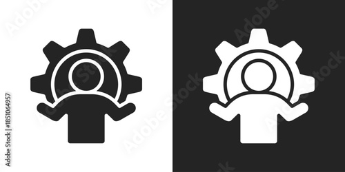 Problem Solving Icon In Black And White Glyph Style