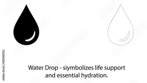 A black water drop symbolizes life and hydration