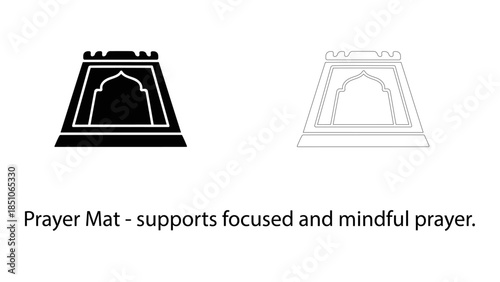 Islamic prayer mat icon with mihrab arch