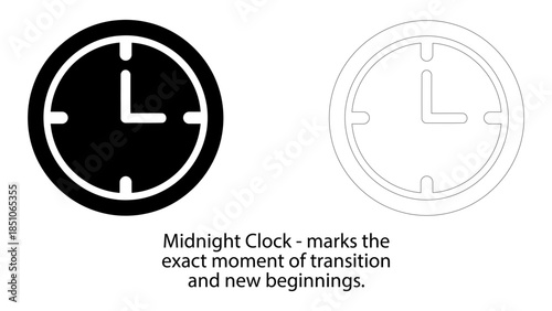 Midnight clock illustration symbolizing new beginnings and transition