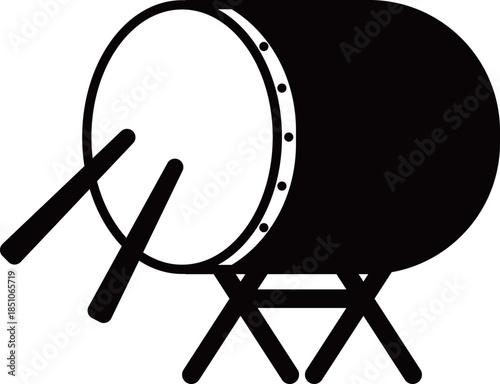 和太鼓のアイコン　モノトーン