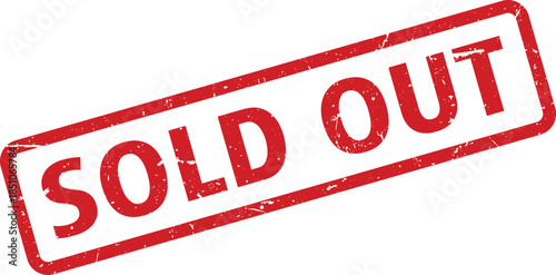 Red Sold Out Stamp with Distressed Texture Isolated on White Background for Marketing and Sales