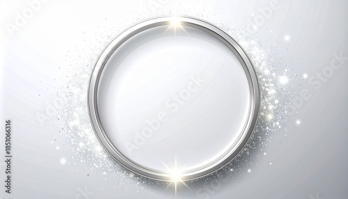 Wallpaper Mural Elegant silver circle frame with sparkling glitter on a white background, perfect for luxury, celebration, and abstract designs. Torontodigital.ca