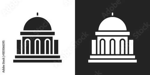 Government Building Icon In Black And White Glyph Style