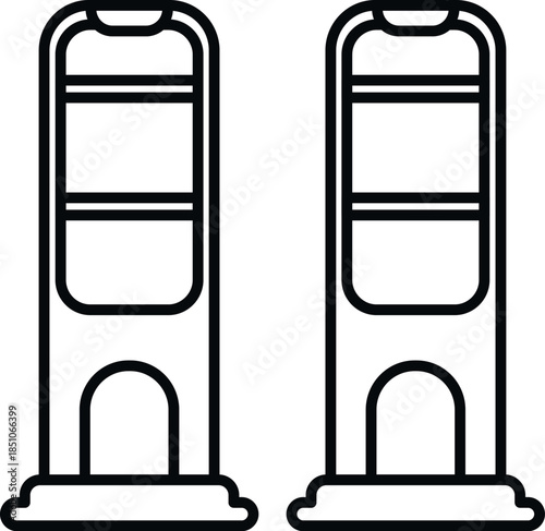 Electronic security gates scanning for stolen merchandise at store entrance