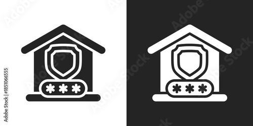 Password Protection Icon In Black And White Glyph Style