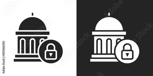 Government Security Icon In Black And White Glyph Style