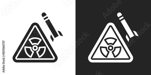 Nuclear Weapon Icon In Black And White Glyph Style
