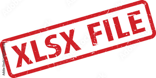 Red Grunge XLSX File Stamp on White Background, Illustration Resource
