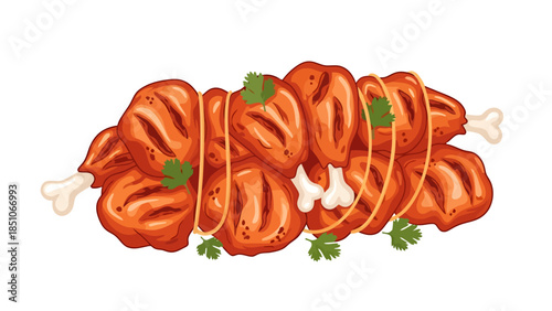 Fresh and Juicy Shrimp with Vegetables on a White Background