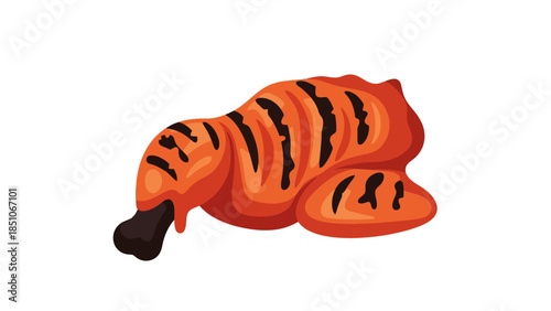 Realistic Illustration of a Wild Tiger with Striped Fur and Roaring Expression