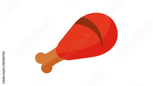 Freshly Cooked Roast Chicken Leg with Crispy Skin on White Plate