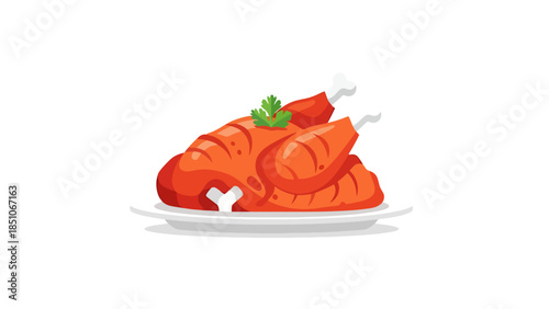 Freshly Cooked Salmon Fillet Garnished with Lemon and Herbs on a White Plate